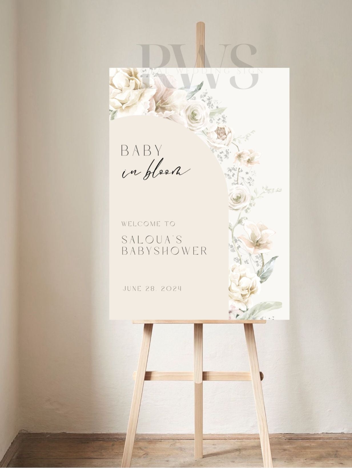 Babyshower Beige Bloemen - Welkomstbord