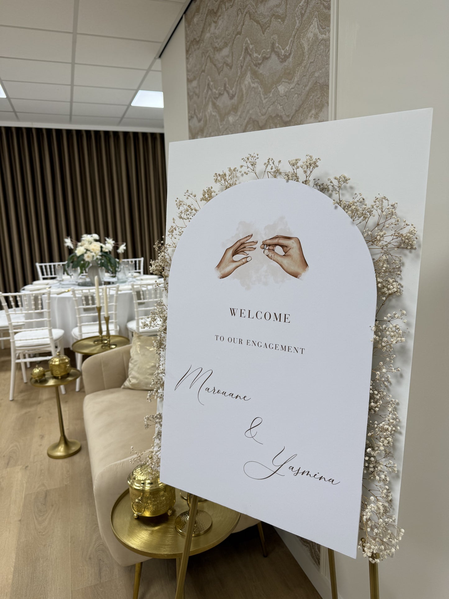 Bendir versierd met Henna - 3D Floral Arch Welkomstbord