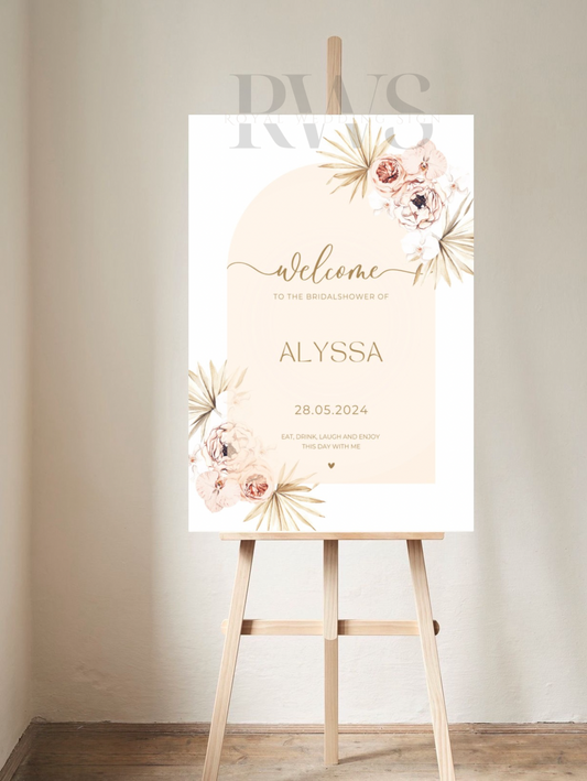 Beige Bloemen Bridal Shower - Welkomstbord