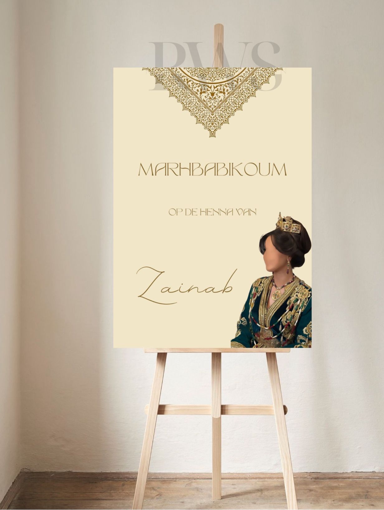 Henna Bruid met Traditionele Jurk - Welkomstbord
